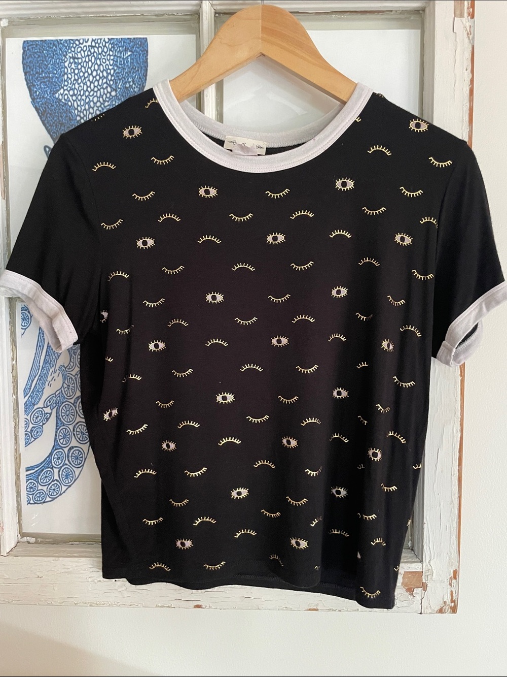 GAZE Eye Print Ringer Tee